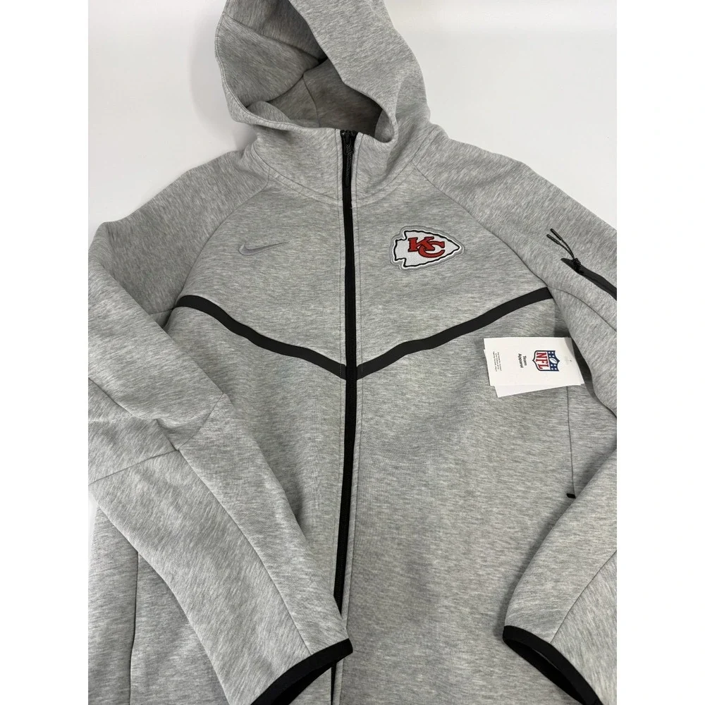 Kansas City Chiefs Nike Grey‎ Tech Fleece Hoodie Jacket Hooded Size Large L NWT